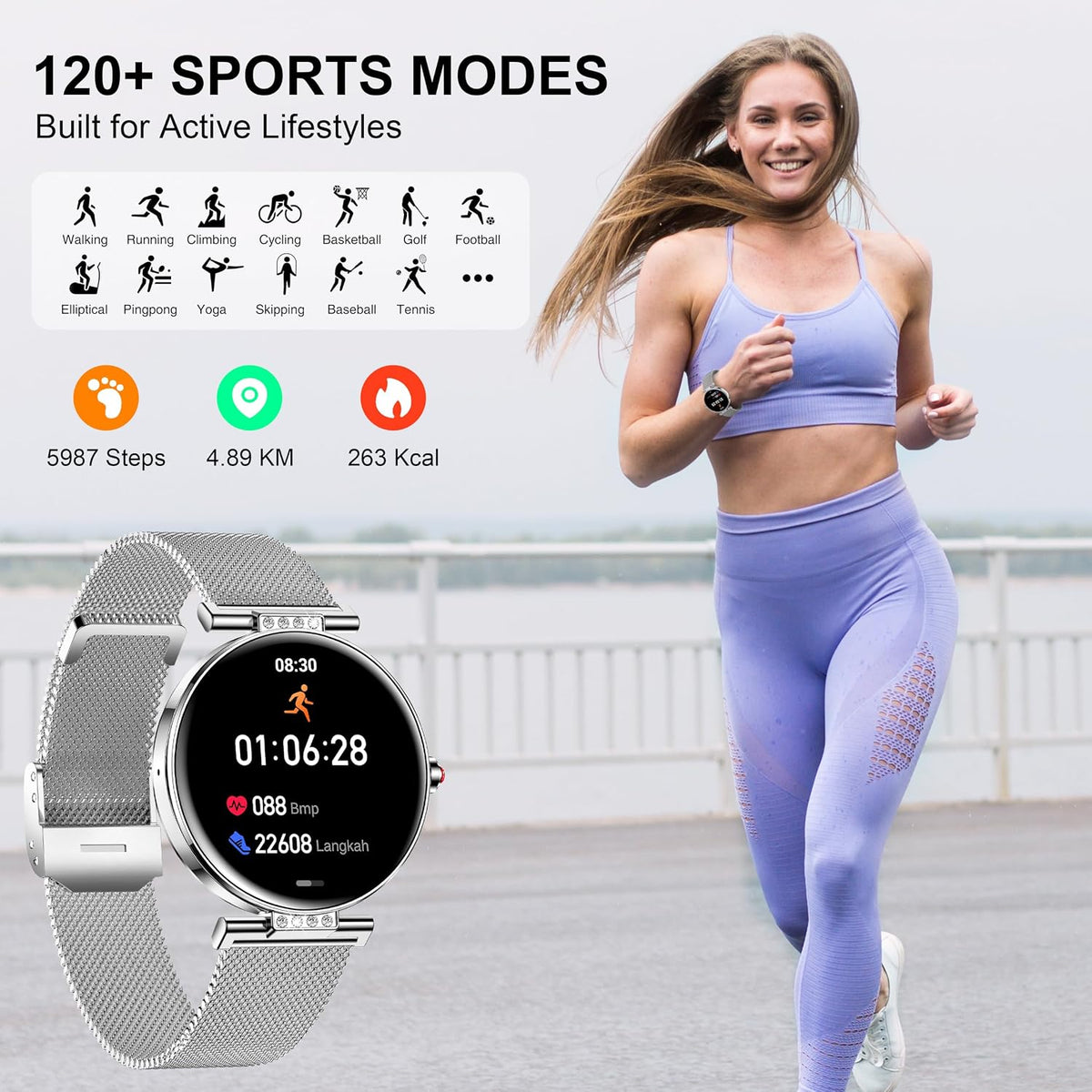 Smart Watch for Women (3 Bands) 1.19“ AMOLED Bluetooth Call Fitness Tracker