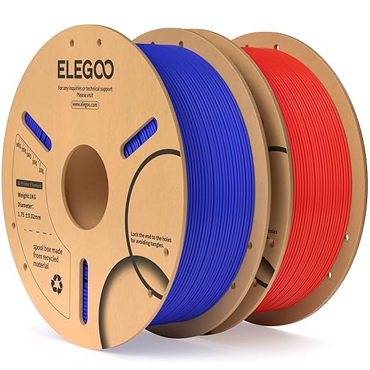 ELEGOO PLA Filament 1.75mm Dark Blue & Red 2KG, 3D Printer Filament Dimen...