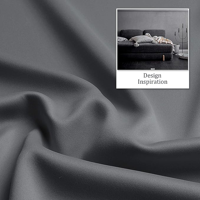 DUALIFE Grey Blackout Curtains for Bedroom 96 inches Long 2 Panels Grommet