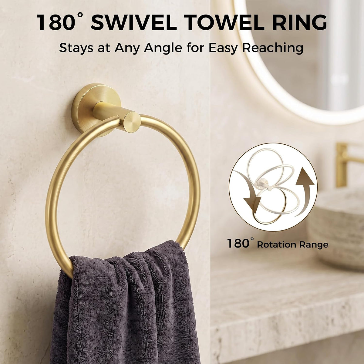 5-Piece 23.6 Inch Brushed Gold Bathroom Hardware Accessories Set