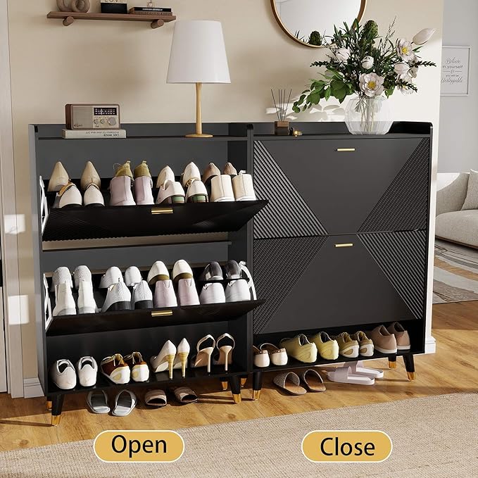 Shoe Cabinet Storage for Entryway, Shoe Organizer Cabinet Flip Drawers Narrow