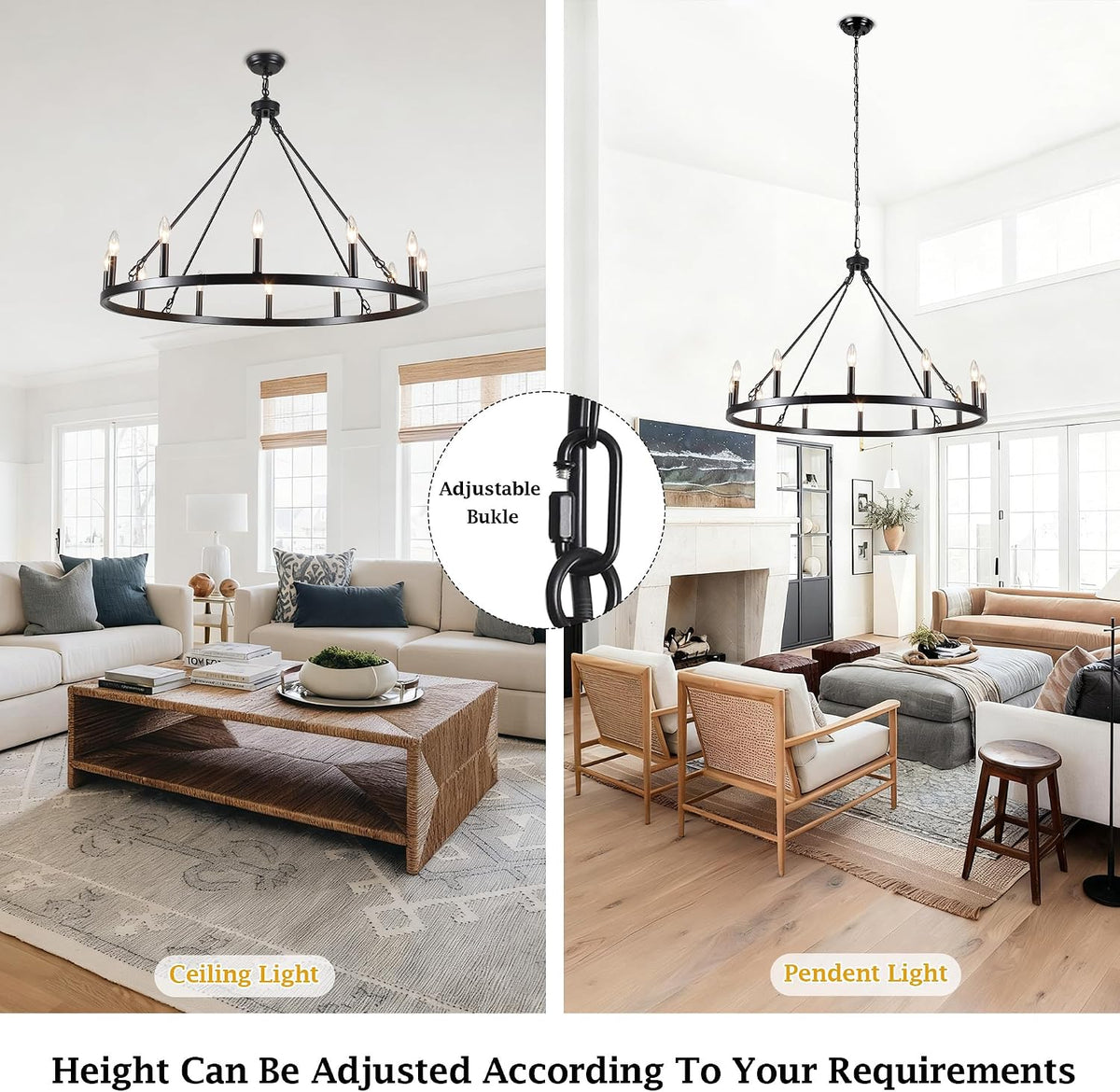 Wagon Wheel Chandelier 12 Light 38" Farmhouse Chandelier for Dining Room