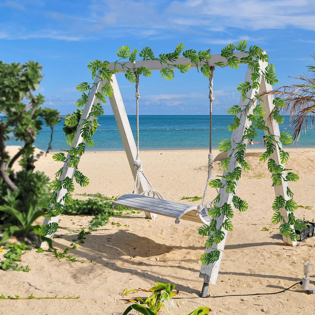 8Pcs Artificial Monstera Leaf Vines 5.6Ft Greenery Garland