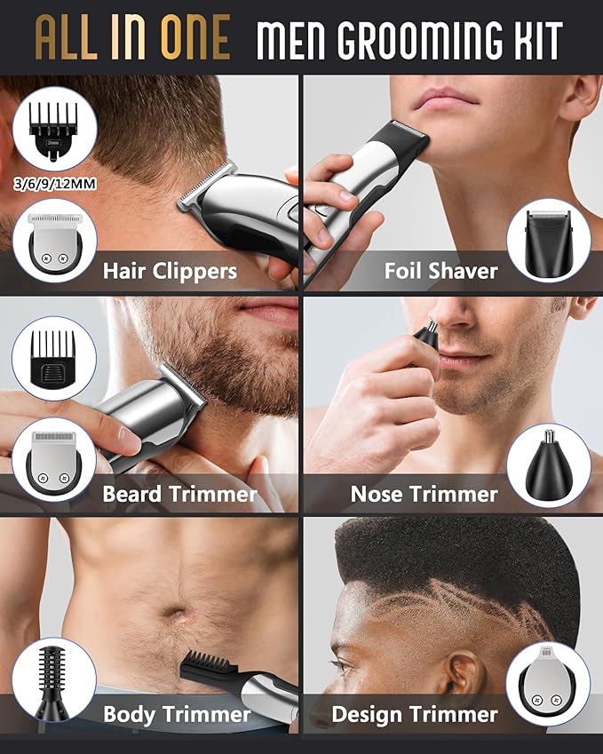 Ufree Beard Trimmer for Men, Waterproof Electric Razor for Nose, Face & M...
