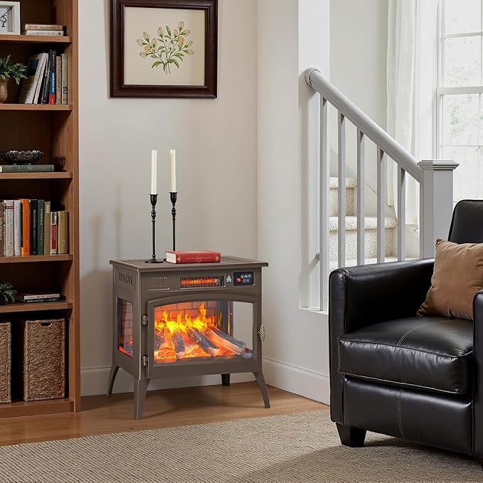 24″ Freestanding Electric Fireplace Stove