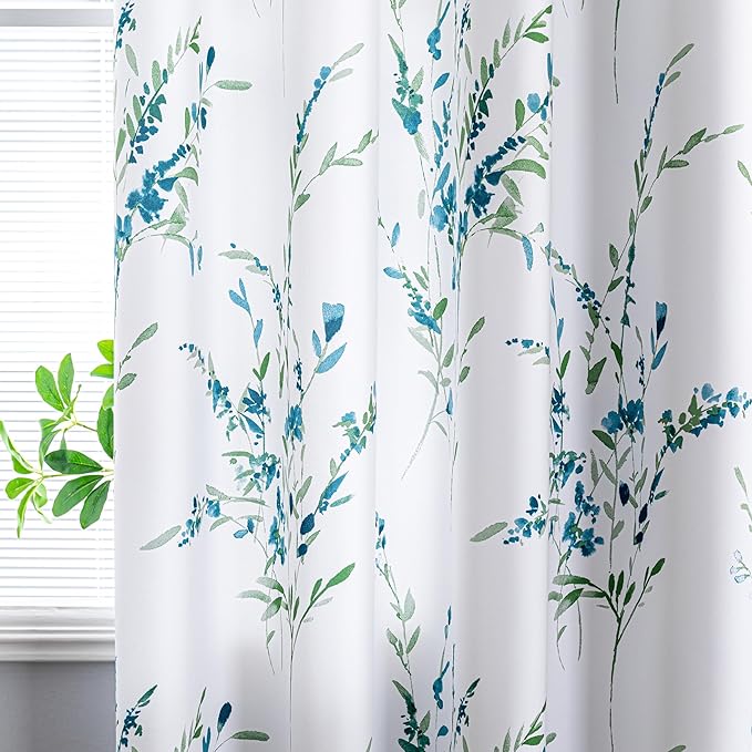 MYSKY HOME 54 inch Floral Curtains, Light Filtering, Thermal Insulated