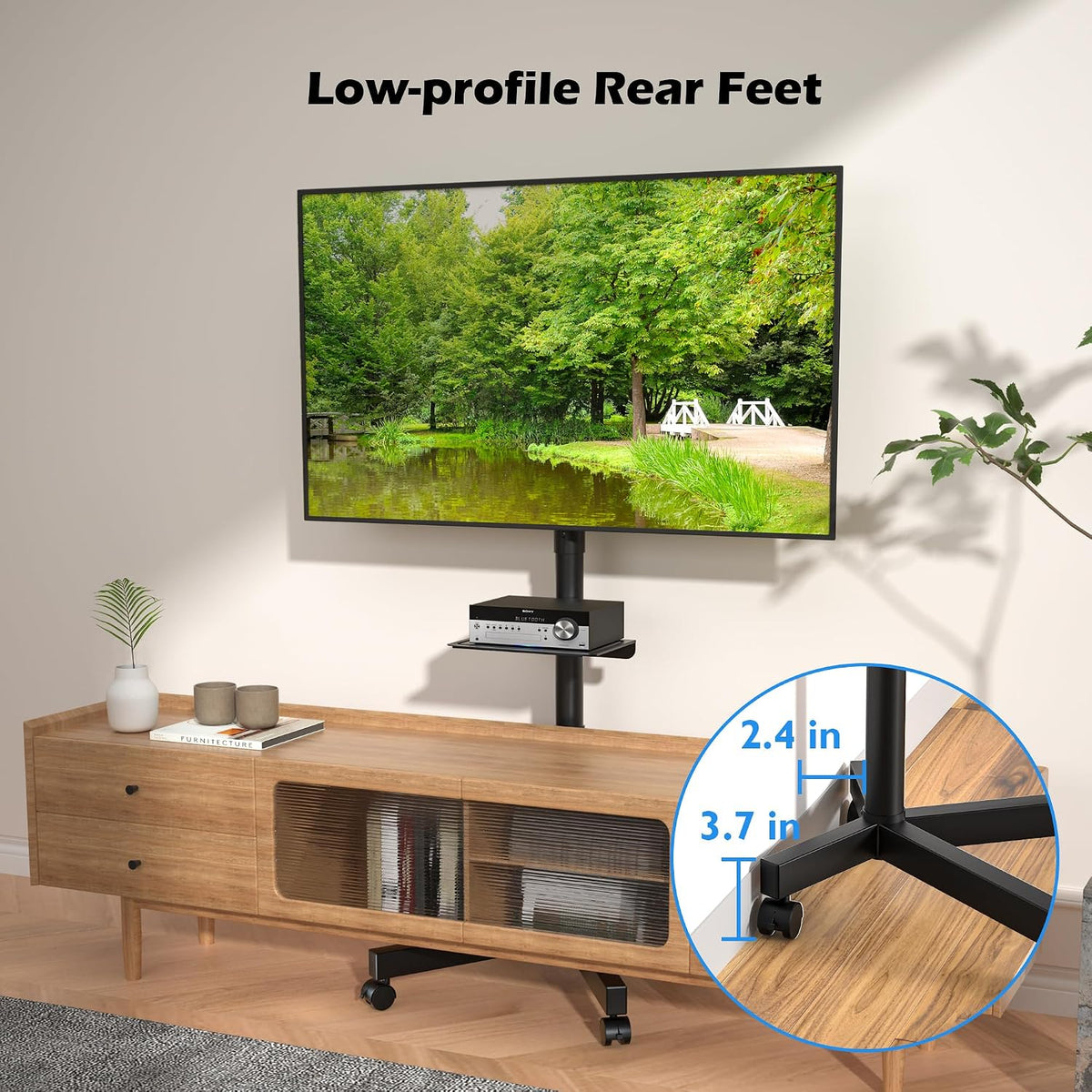 BONTEC Rolling TV Stand with Tilt,Mobile TV Stand Wheels for 23–65 Inch TVs