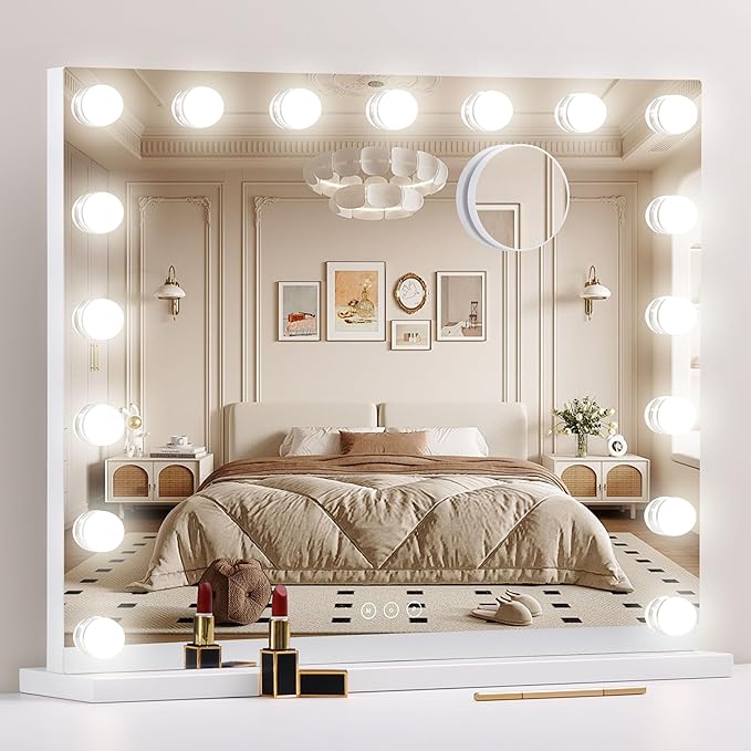 Vanity Mirror with Lights, Makeup Mirror with 17 Dimmable LED Bulbs, 3 Color