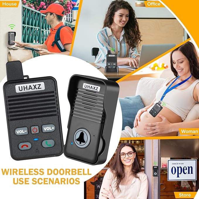 Wireless Doorbell, Full Duplex Doorbell Wireless, 1000ft Long Range, Hands-Free