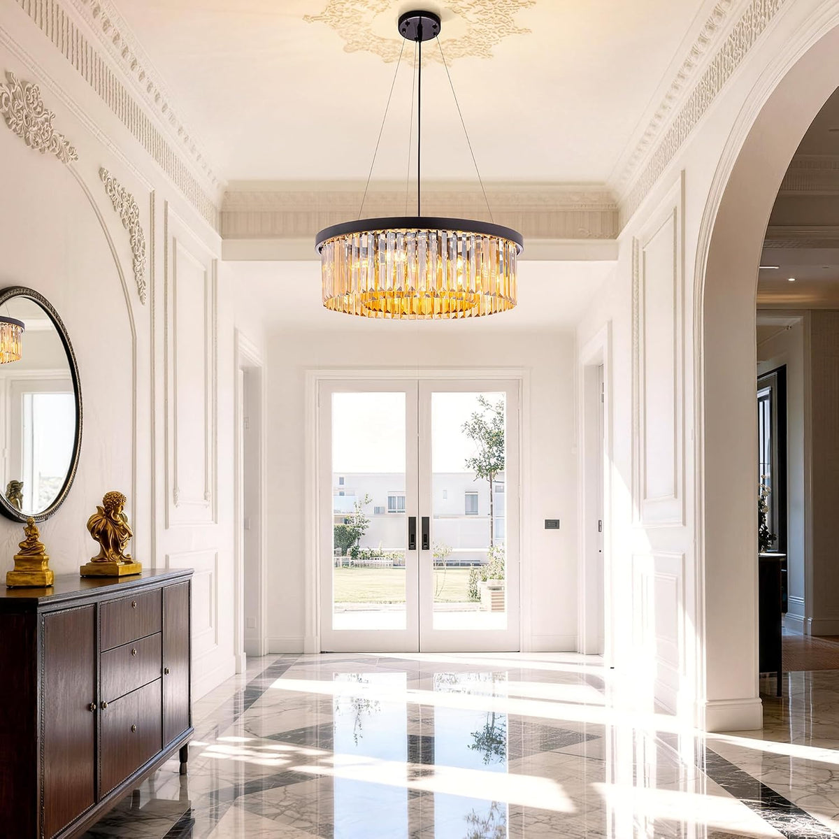 Wellmet Crystal Chandeliers for Dining Room Amber Chandelier Light Fixture