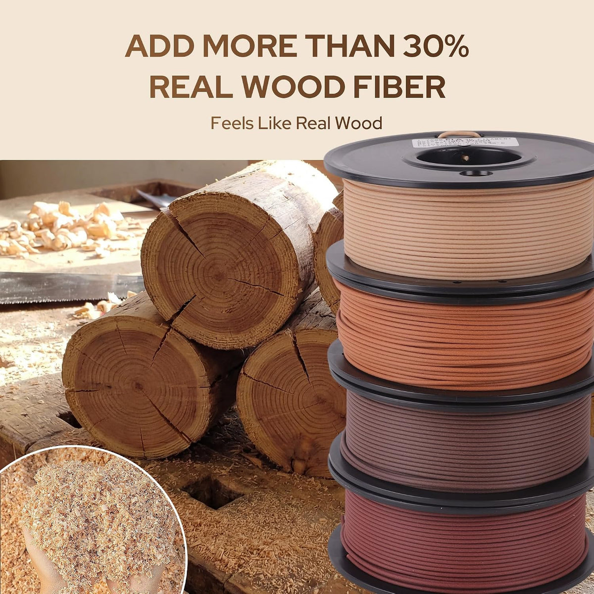 Wood PLA Filament Bundle 250g*4 Pack 3D Printer Filament PLA Bundles