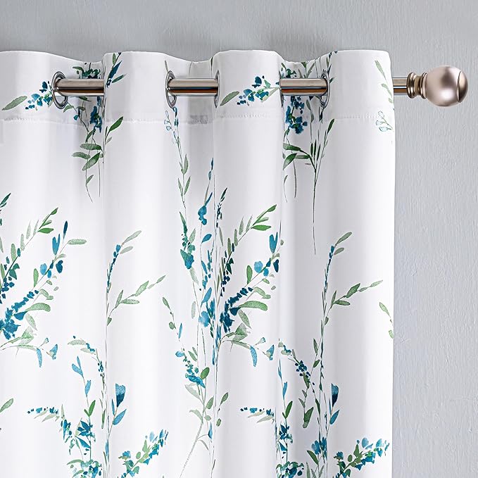 MYSKY HOME 54 inch Floral Curtains, Light Filtering, Thermal Insulated