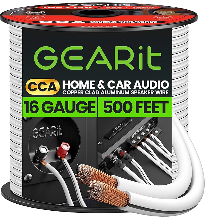 16AWG Speaker Wire, GearIT Pro Series 16 Gauge Speaker Wire Cable Great Use