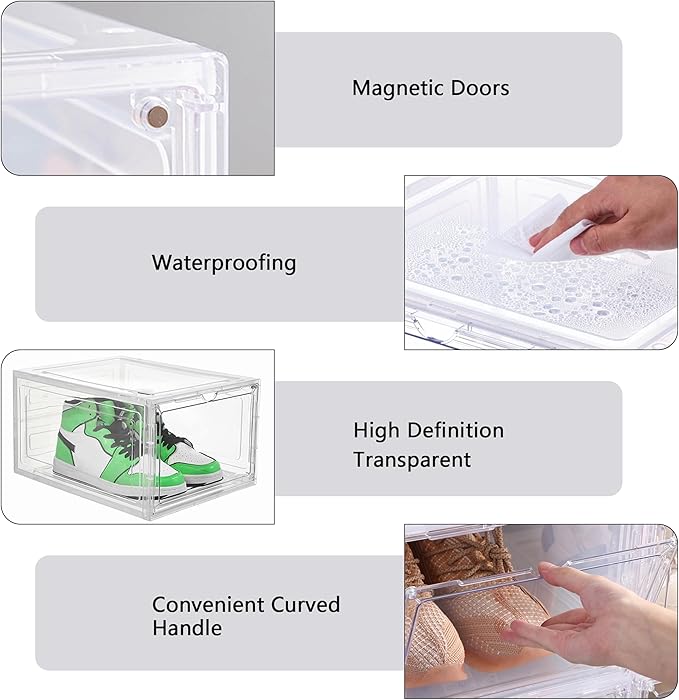 Attelite Upgrade 12pack Shoe Box Storage Containers, Thicken Sturdy Clear