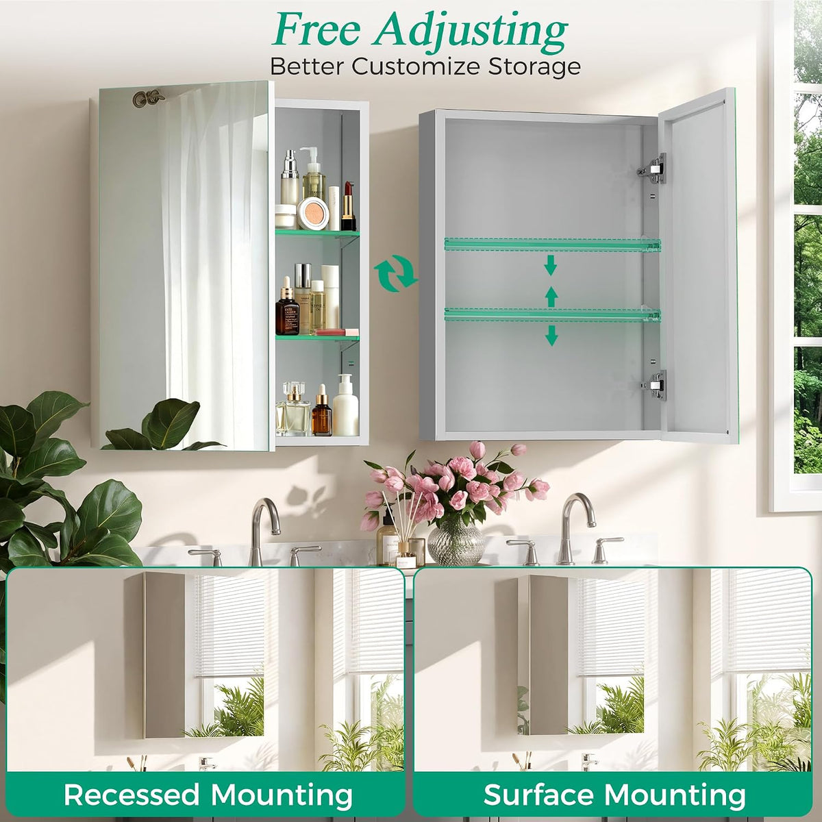 Medicine Cabinet Mirror,Bathroom Mirror with Storage 16x24 in