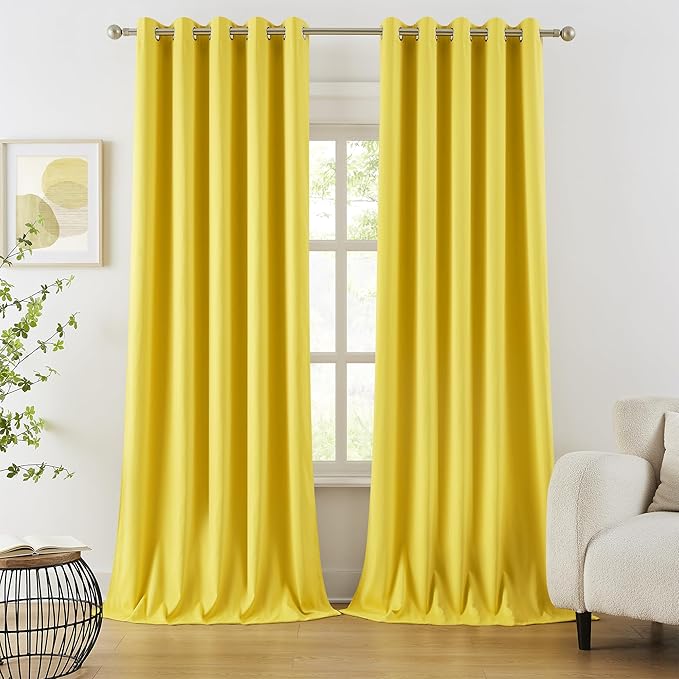 DUALIFE 108 Inch Length Yellow Curtain Drapes