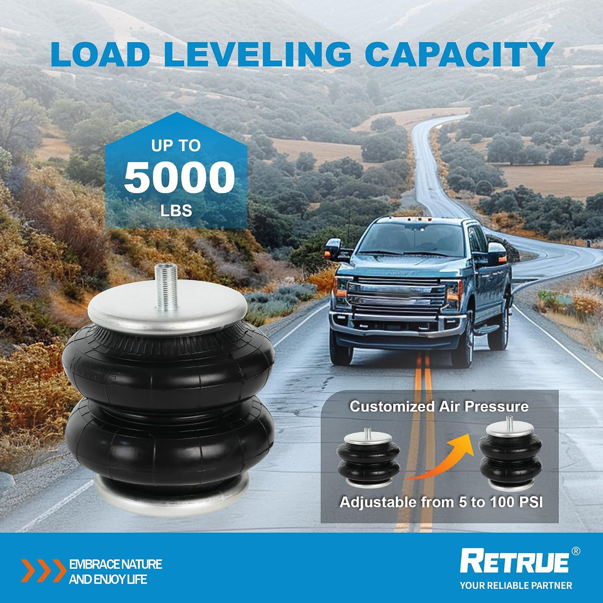 RETRUE Rear Air Bags Suspension Kit for 2011-2016 Ford F250 F350
