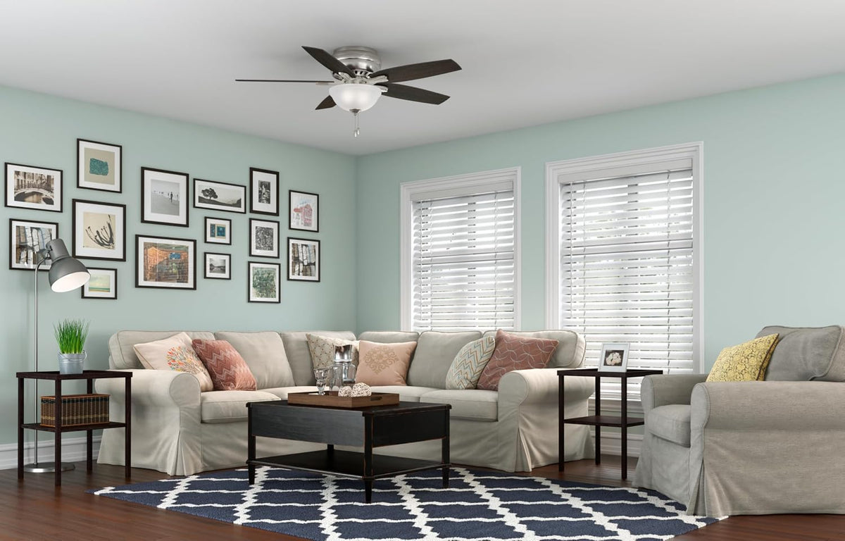 Hunter Newsome, Indoor, Ceiling Fan, Pull Chain, 52 inch, Brushed Nickel