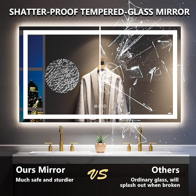 YEELAIT 60x36 Inch LED Bathroom Mirror