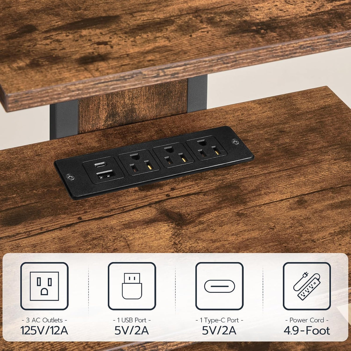 HOOBRO 4-Tier AV Media Stand, Media Console with Charging Station&LED Light