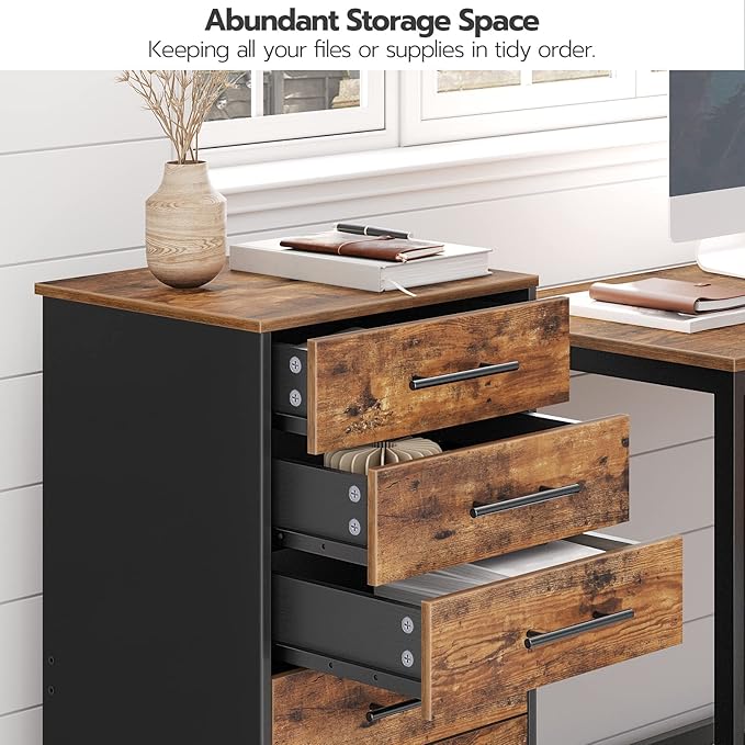 HOOBRO 7-Drawer File Cabinet, Wooden Office Cabinet
