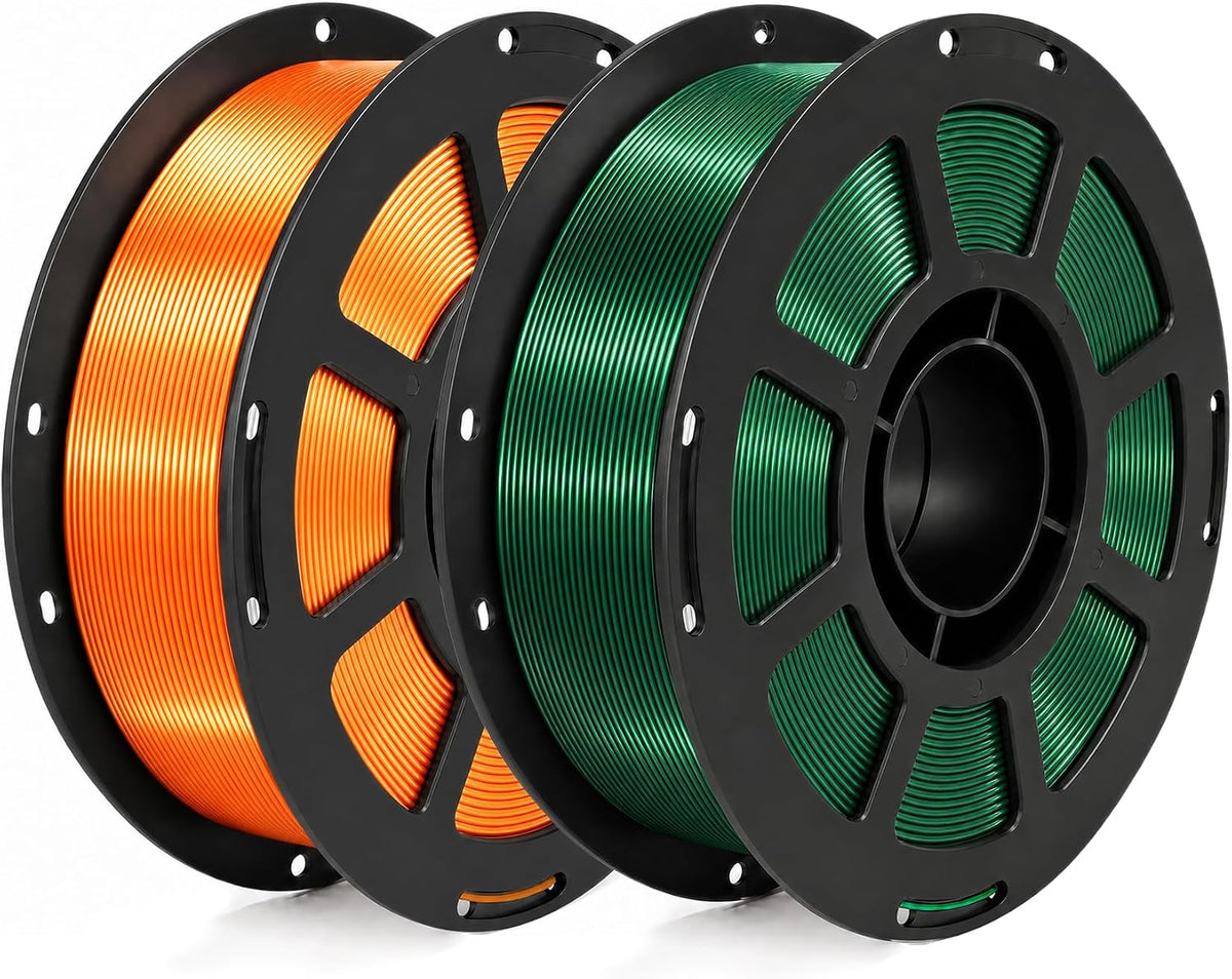 PLA+ 3D Printer Filament 1.75mm 2KG,SilkOrange+SilkChristmasGreen
