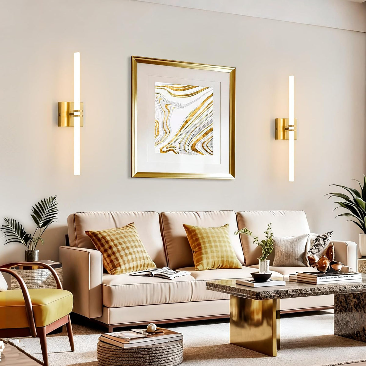 Gold Bathroom Light Fixture LED Vanity Light 22" 5CCT Wall Sconce