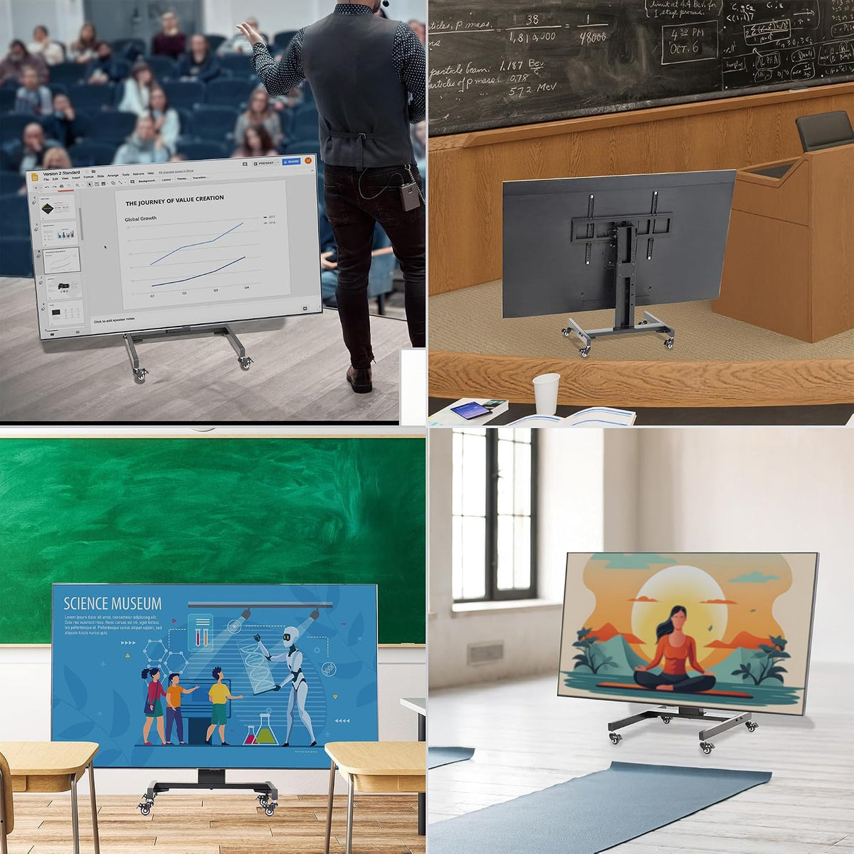 VIVO Low Height Tilting Mobile TV Cart for 32-75 in Screens