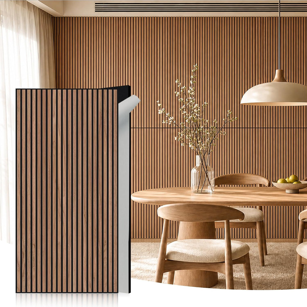 WoveN SounD Acoustic Wall Panels, Slat Teak, 10 Pack, 47.2x23.6 in