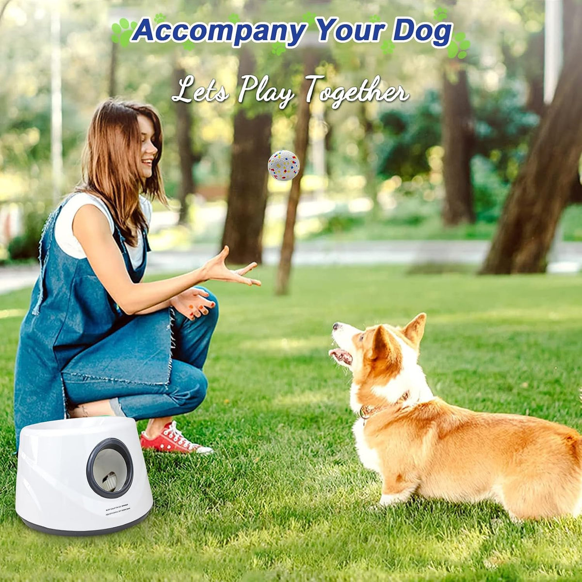 SOCO Automatic Dog Ball Launcher, 3 Distances to 45 FT, Auto-Cycle Mode