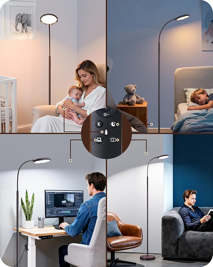 EDISHINE Modern LED Floor Lamp, 1300LM Bright Floor Lamps