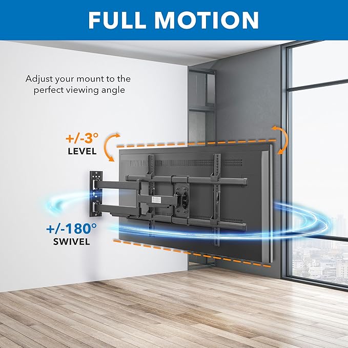 Mount-It! UL Certified Heavy Duty Full Motion TV Wall Mount