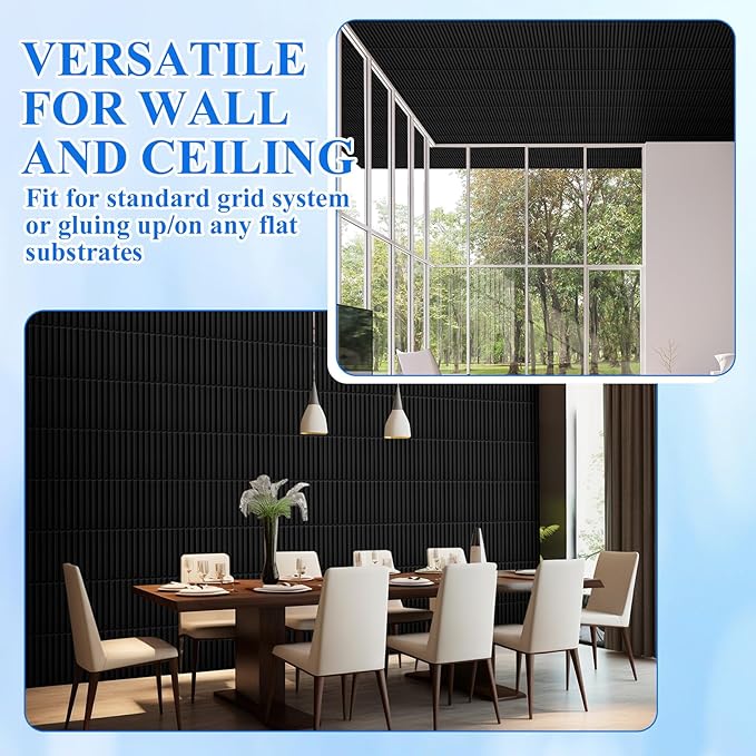 Nuanchu 60 Pcs 3D Slat Wall Panels 12 x 12 Inch PVC Fluted Textured Panel