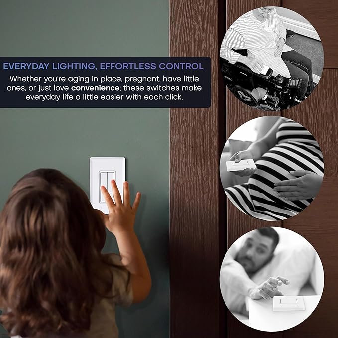 RunLessWire 3-Way Fan & Light Battery-Free DIY Kinetic Wireless Light Swi...