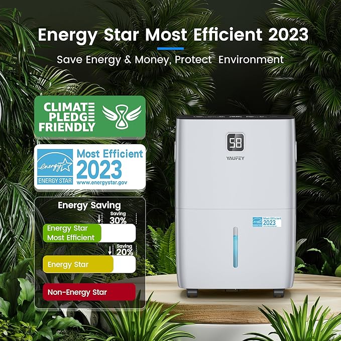 Yaufey 6000 Sq. Ft. Energy Star Certified Dehumidifier, Max 120 Pints