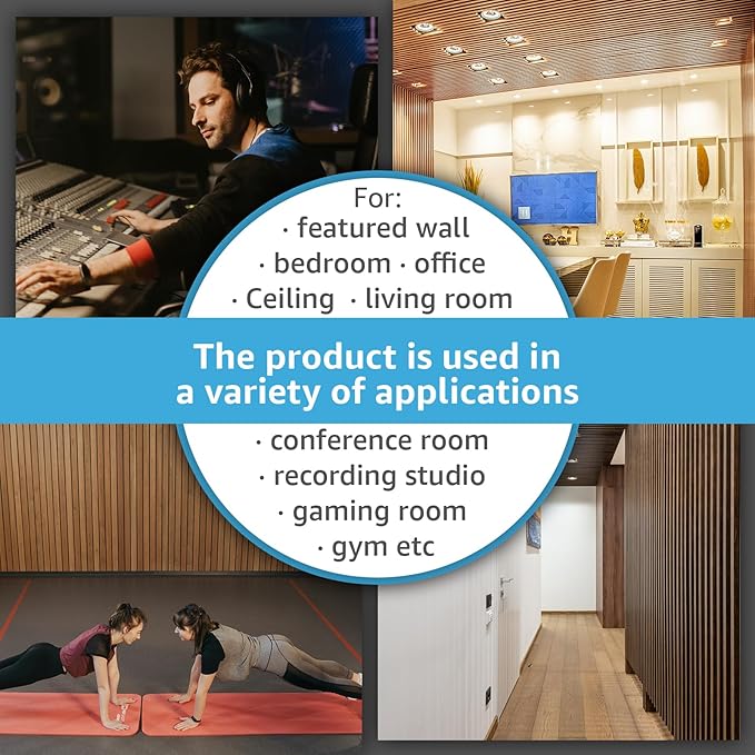Art3d 4 Pack 47.2 x 23.6in. Wood Slat Acoustic Panels