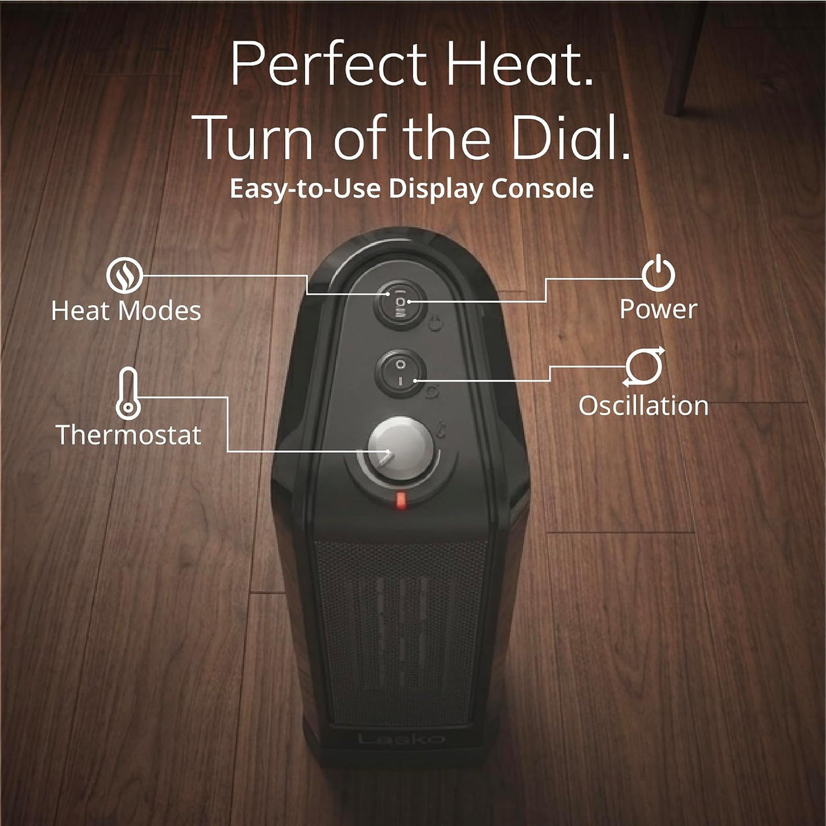 Lasko 16" Ceramic Space Heater with Console - Black - CT16450