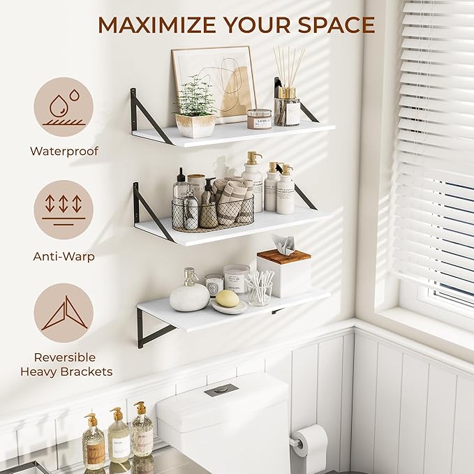 Heimlove 24" W x 12" D Wall Shelves (Set of 3)