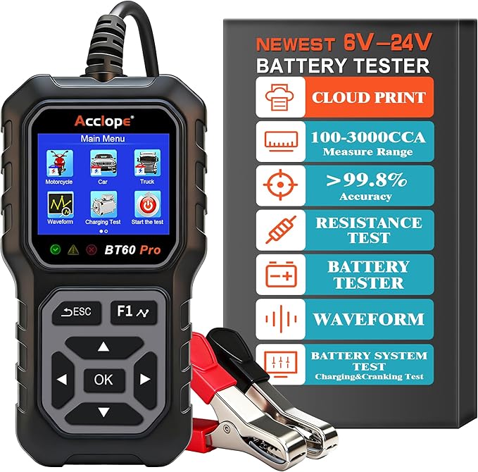 Acclope BT60 Pro Car Battery Tester, Digital Analyzer