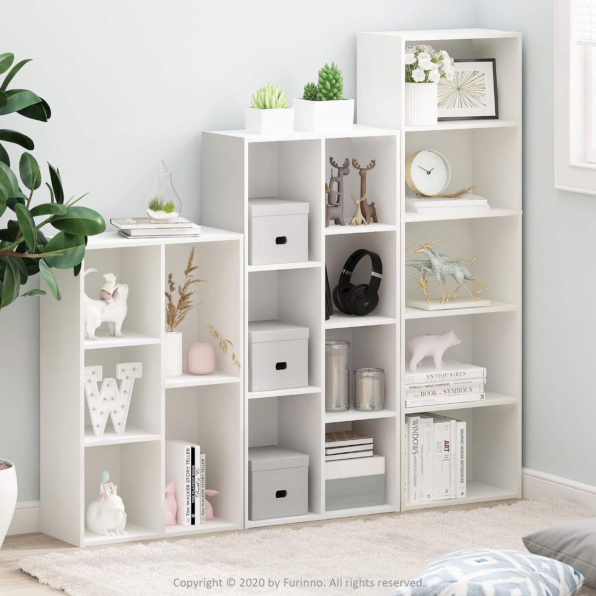 Furinno LUDER Book Shelf, 5-Tier Bookshelf, Bookcase with Open Shelves, 9.4 x...