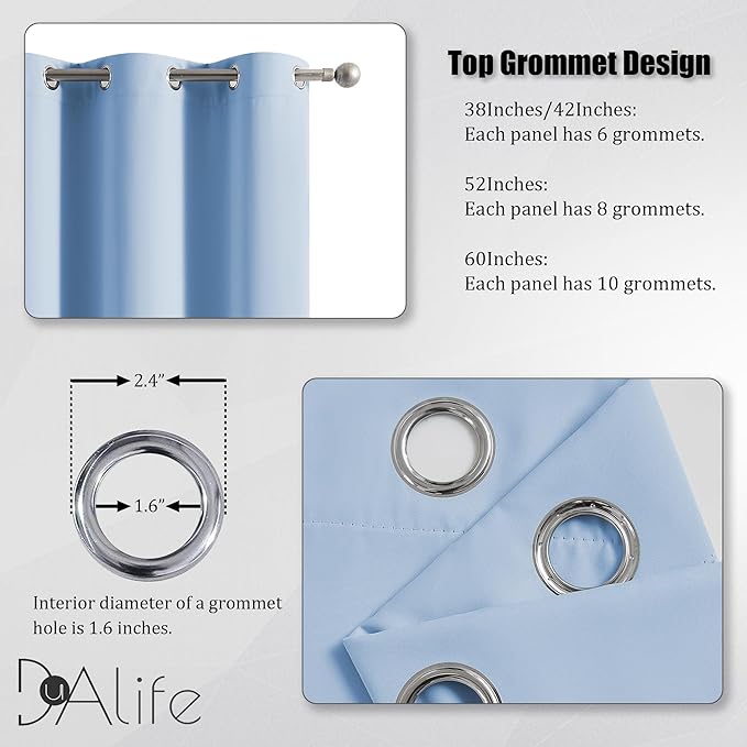 DUALIFE Sky Blue Blackout Curtain Panels/Drapes