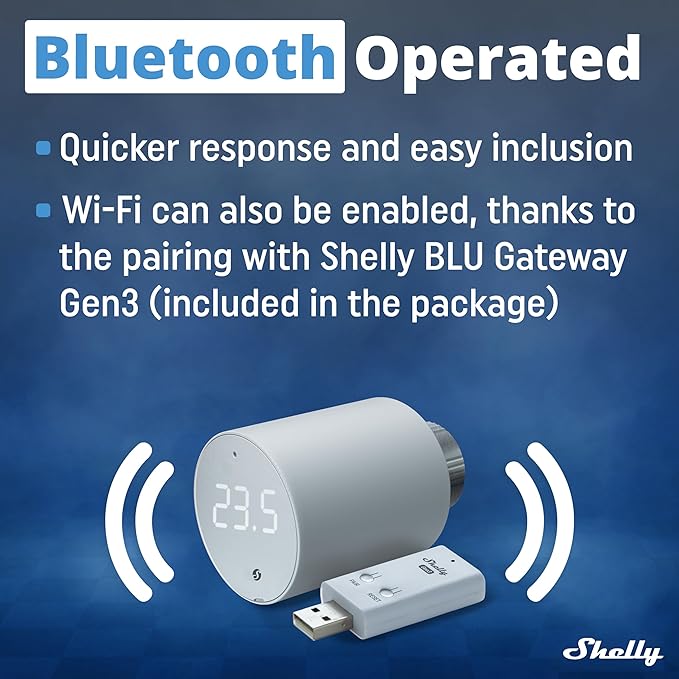 Shelly Blu TRV & Blu Gateway Gen3, Smart Thermostatic Radiator Valve,