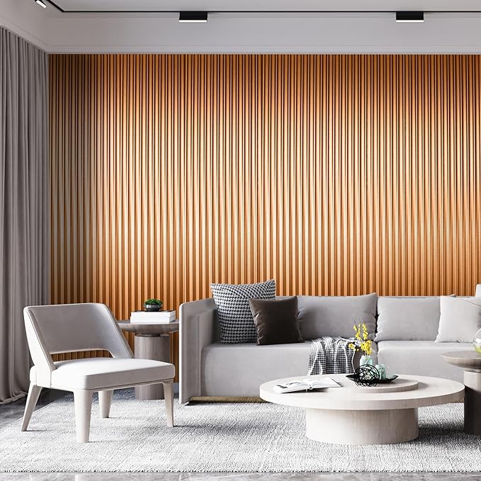Art3dwallpanels Slat Wall Paneling, 8 Pack Wavy Grain Panel Wall Slats