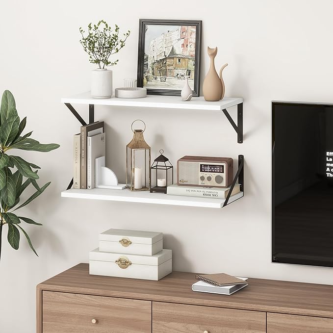 Deep White Floating Shelves for Wall, 10 Inch Deep Floating Shelf (Set of 2)