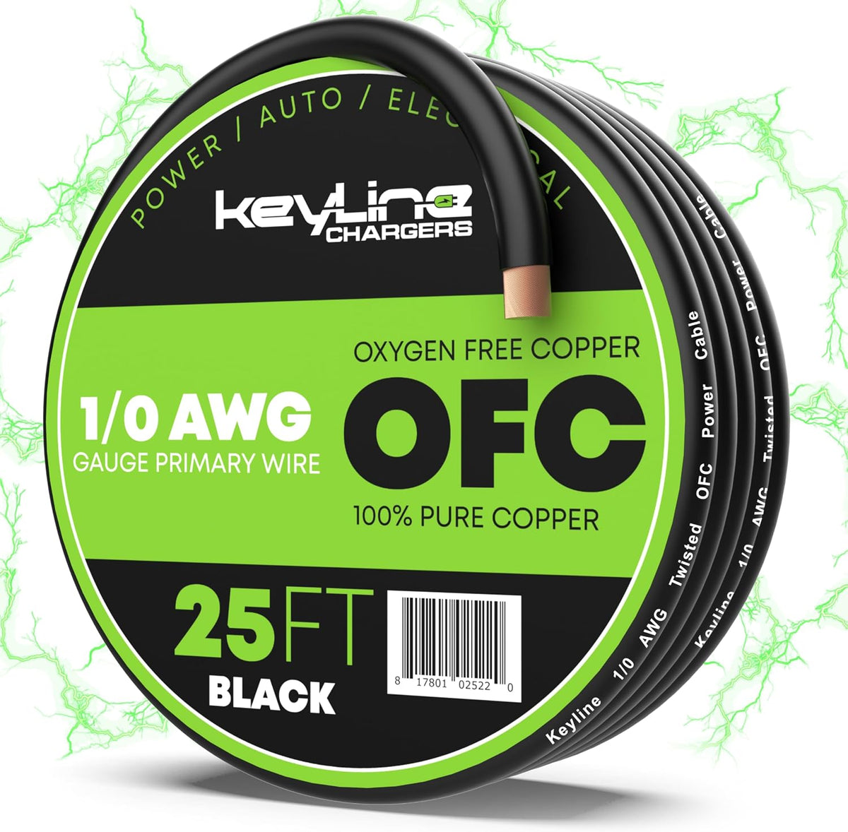 1/0 Gauge Wire (25ft) AWG Amp Battery Cable for Automotive Electrical Wiring ...