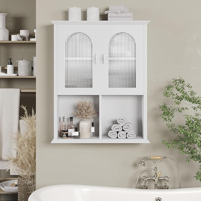 CJL Bathroom Wall Cabinet with Fluted Door, 23.6'' x 29.5'' M...