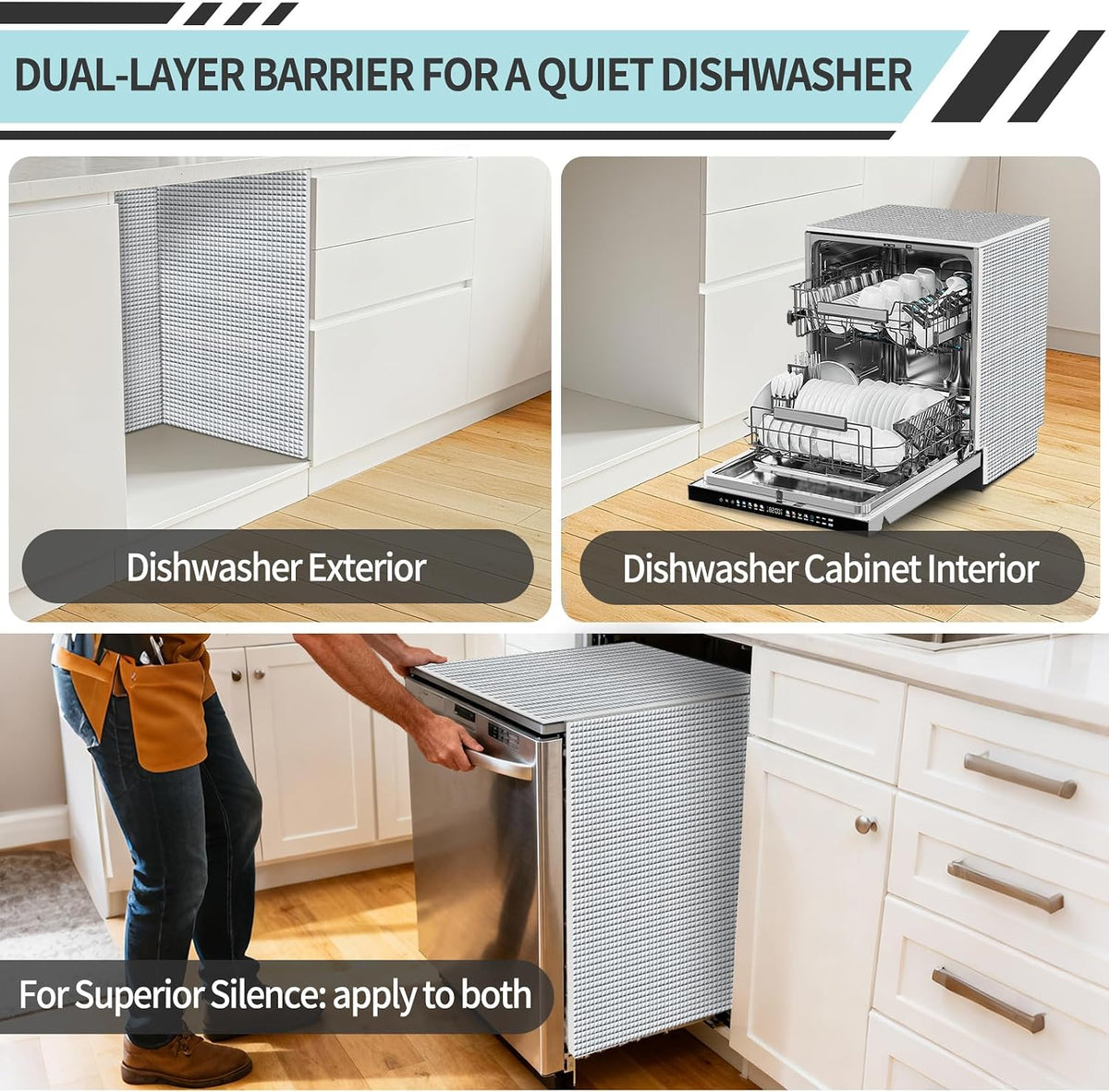 TroyStudio Dishwasher Sound Insulation Blanket, 13" x 157" x 0.2&qu...