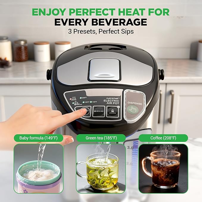 NutriChef Electric Water Boiler and Warmer - 4L/4.2Qt Stainless Steel Electric
