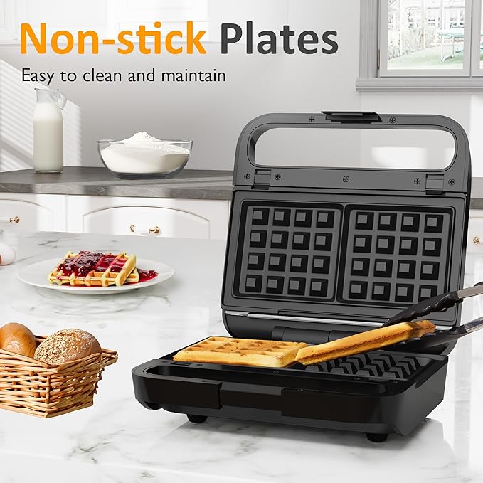 Sunvivi Pro Waffle Maker with Removable Non-stick Plates, Electric Sandwich