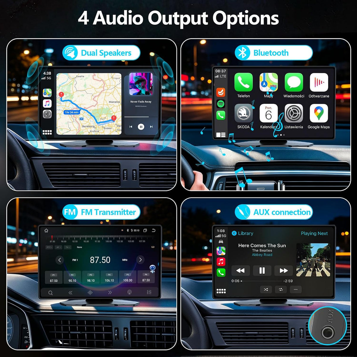 9" Wireless CarPlay Screen with Apple Car Play & Android Auto for Ca...